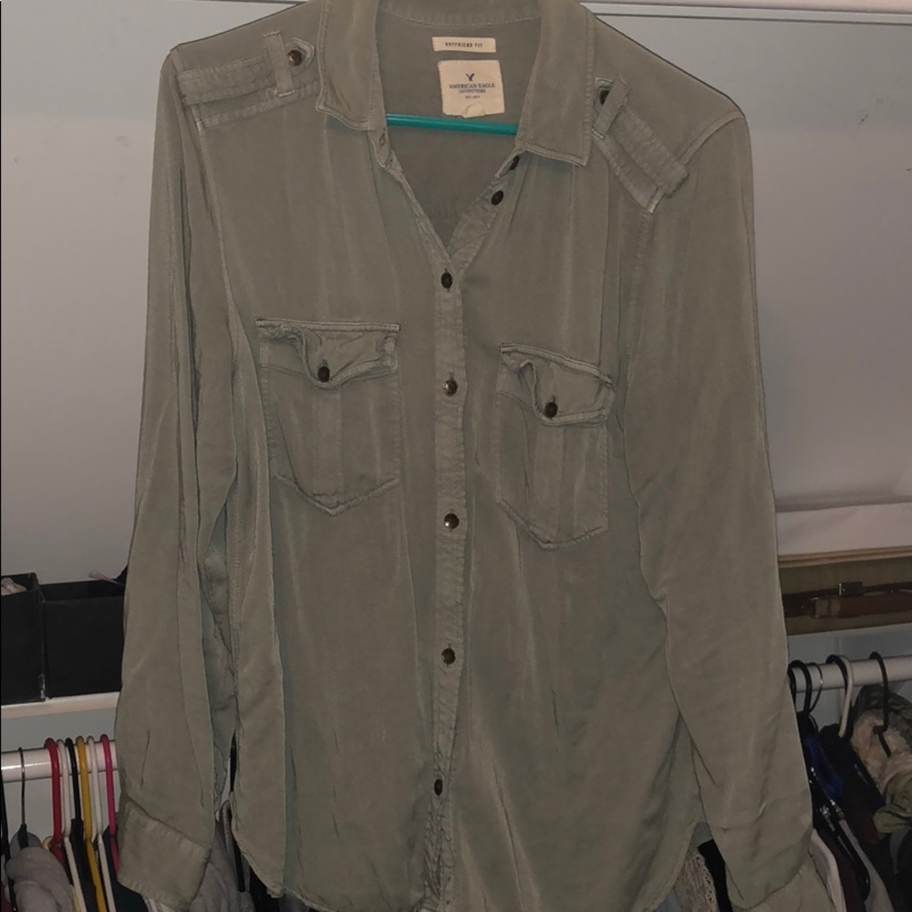 boyfriend fit military style shirt